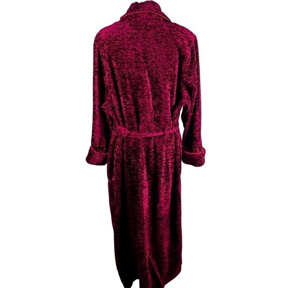 Vintage Diamond Tea Red Crushed Velvet Full Length Robe - Picture 2 of 15